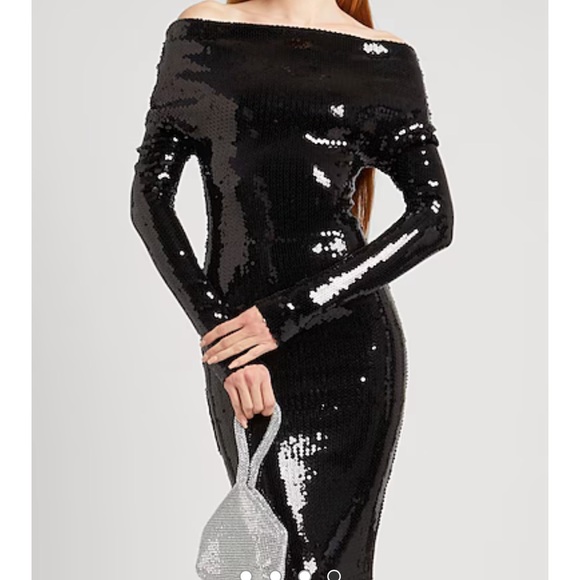 Elegant Black Sequin Off-Shoulder Dress Alexandre Vauthier - Picture 3 of 3
